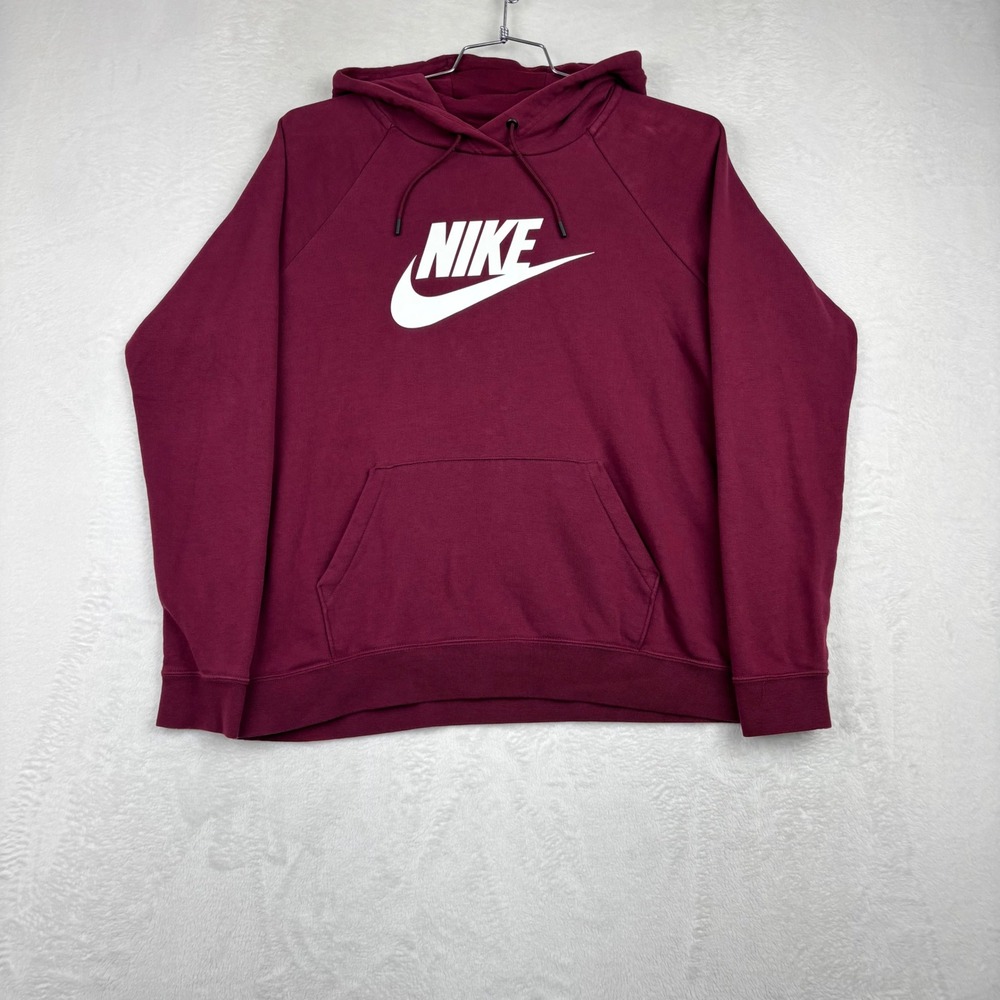 Nike Mens Sportswear Futura Logo Hoodie Burgundy Maroon Pullover Large CA3-90